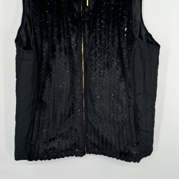 Activology Women's faux fur Sequin Puffer Vest Full Zip Black Size 1X plus - Picture 7 of 11